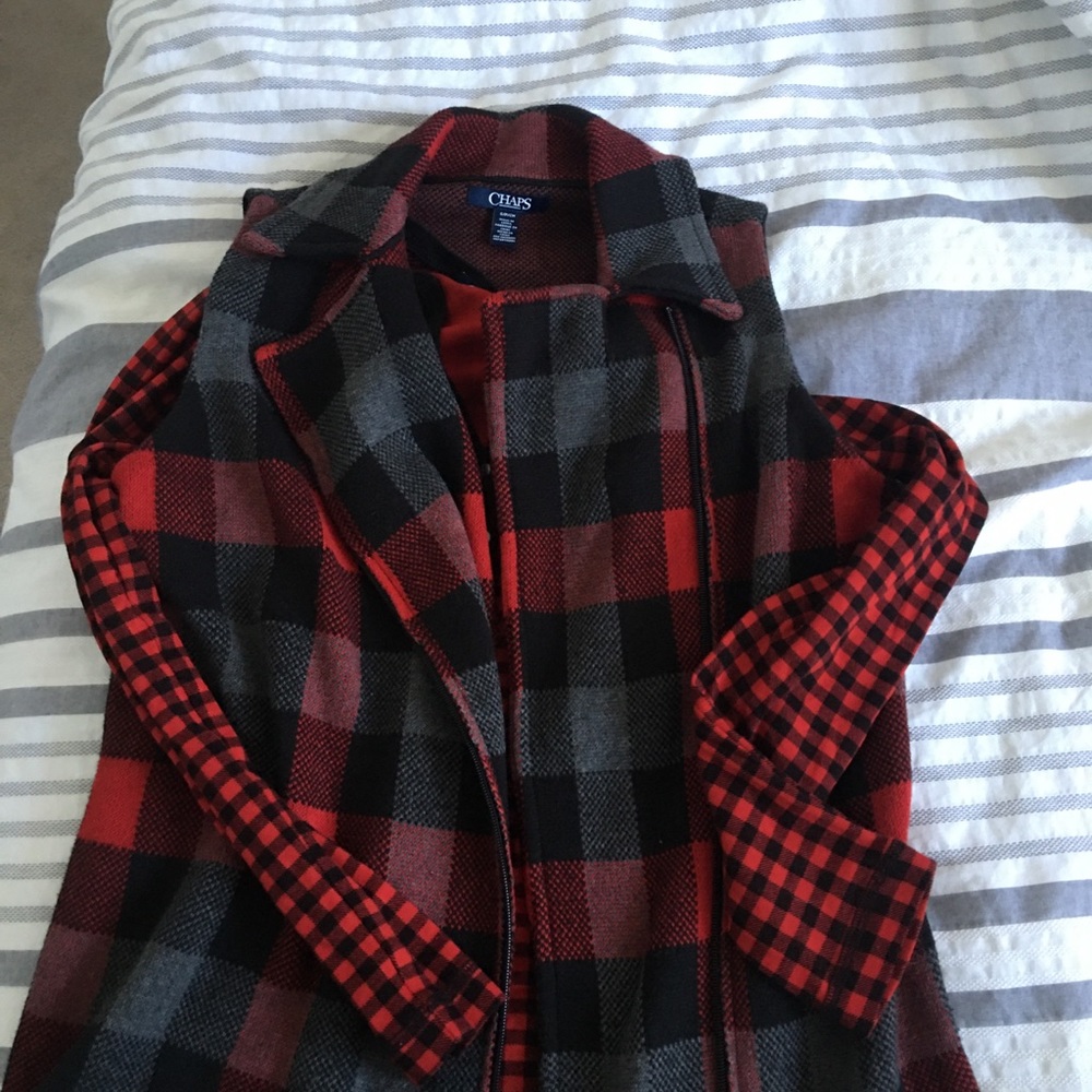 Chaps red and black vest!